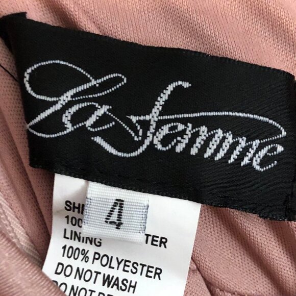 NWT LA FEMME Plunge Neck High Slit Party Gown Sleeveless Mauve Pink 4 MSRP $318 - Picture 7 of 9